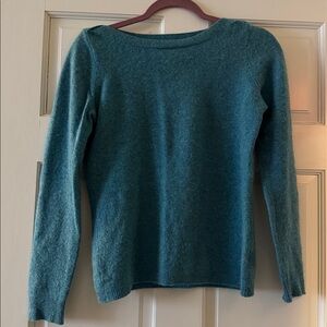 Tahari Teal Boat Neck Sweater, 100% cashmere